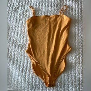 Old Navy, tangerine body suit, ribbed and lined, size M